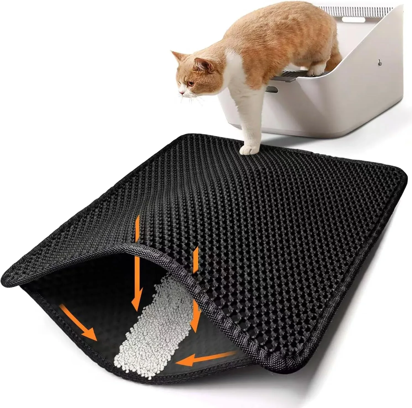 Double Layer Cat Litter Mat with Waterproof Non-Slip Washable Pet Litter Box Mat Sand Trapper Clean Pad Durable Bed Mat