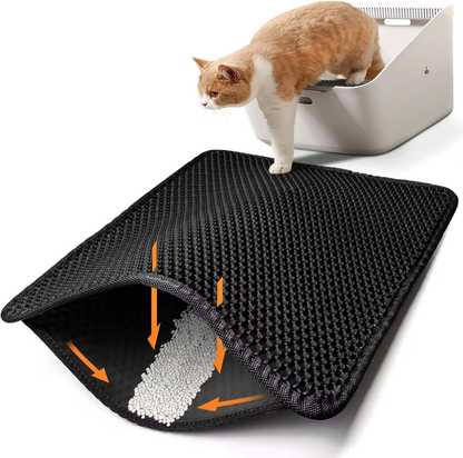 Double Layer Cat Litter Mat with Waterproof Non-Slip Washable Pet Litter Box Mat Sand Trapper Clean Pad Durable Bed Mat